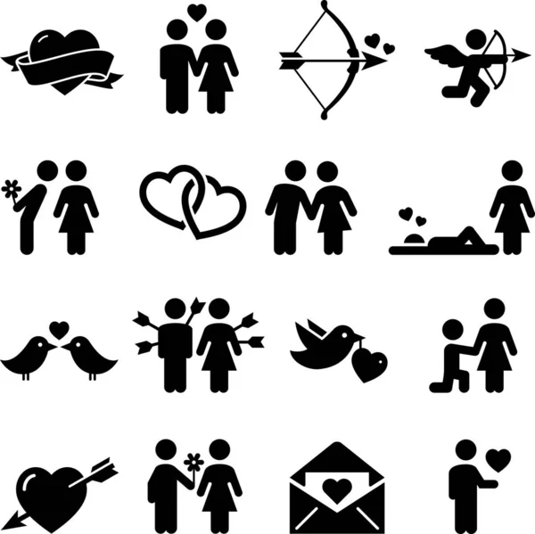 Iconos Amor San Valentín — Archivo Imágenes Vectoriales