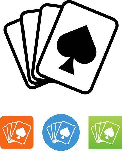 Main Quatre Cartes Avec Icône Vectorielle Pique — Image vectorielle