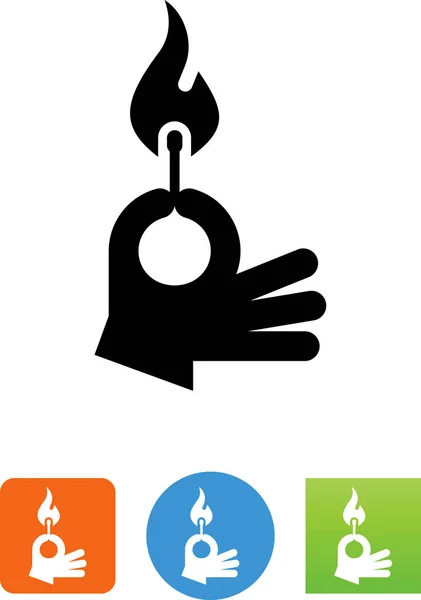 Hand Holding Lighted Match Icon — стоковый вектор