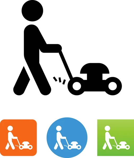 Person Mowing Lawn Vector Icon — Stock Vector