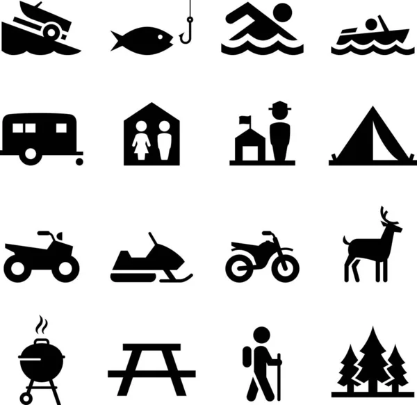 Camping and other outdoor recreational vector icons