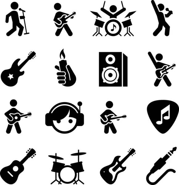 Rock Iconos Vector Música — Vector de stock