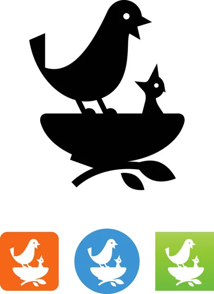 Mother Baby Bird Nest Icon — стоковый вектор