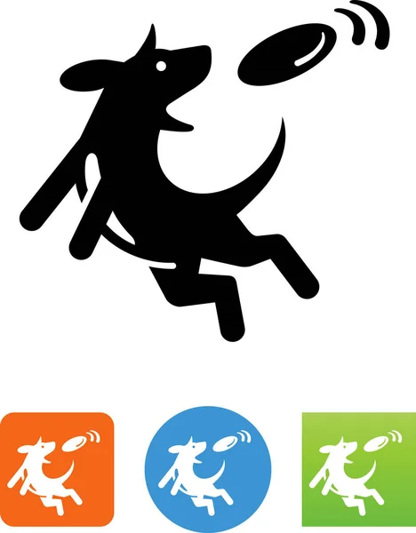 Dog Catching Frisbee Vector Icon — Stock Vector