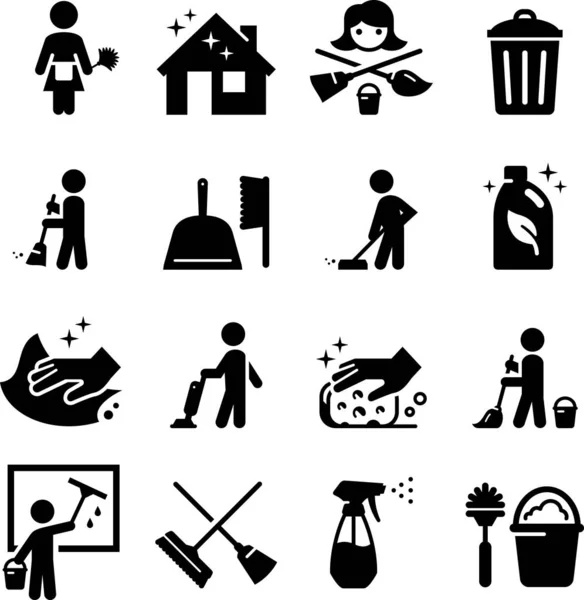 Servicios Limpieza Limpieza Limpieza Iconos Vectoriales — Vector de stock