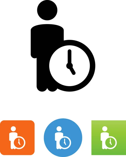 Personne Debout Avec Une Icône Vectorielle Horloge — Image vectorielle
