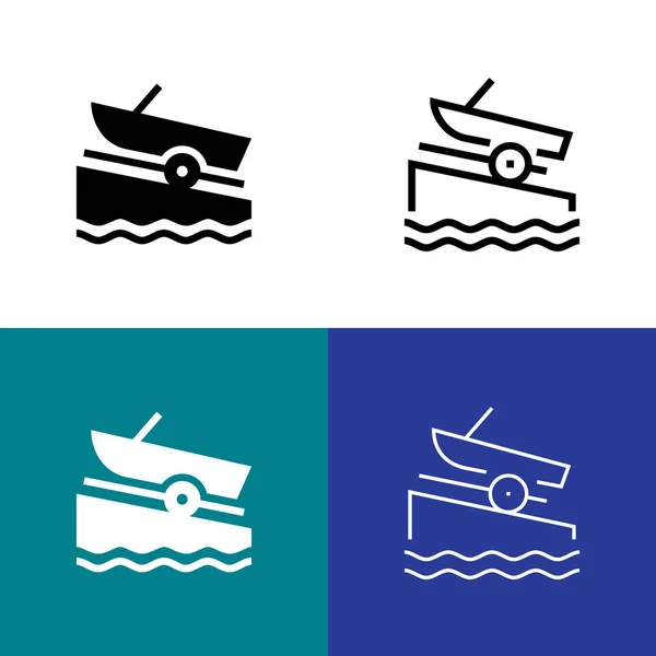 Лодка Рамп Икона Set — стоковый вектор