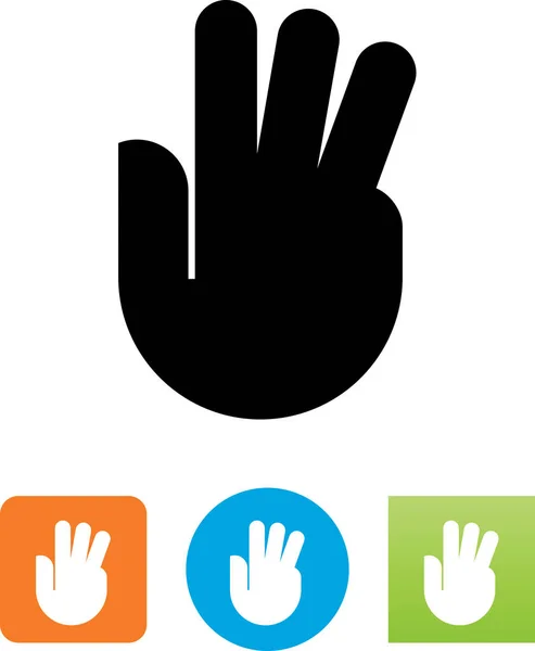 Hand Met Drie Vingers Uitgebreide Gebaar Vector Icon — Stockvector