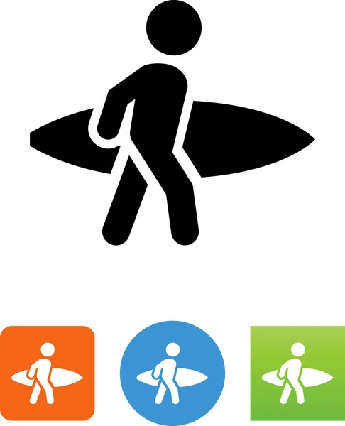 Persona Que Lleva Icono Vector Tabla Surf — Vector de stock