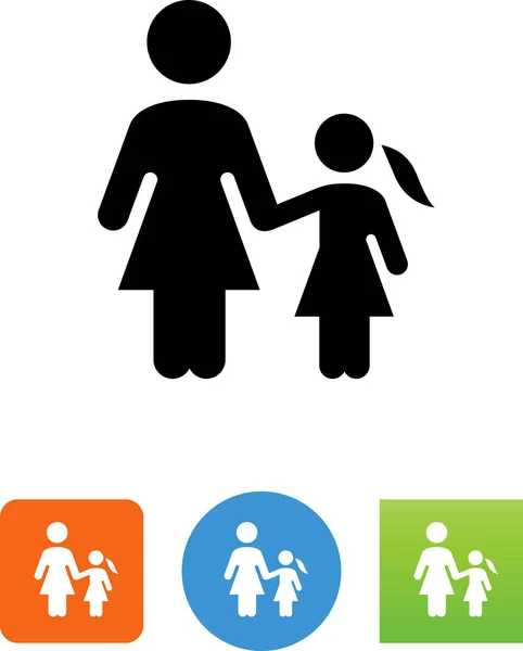 妇女和女孩 妈妈女儿向量图标 — 图库矢量图片