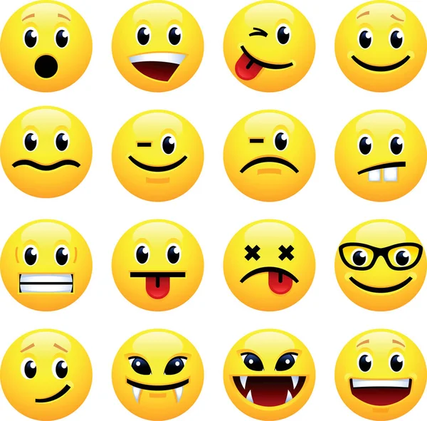 Smiley Face Vector Icon Set — Stock Vector