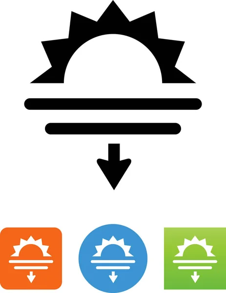 Zonsondergang Pijl Omlaag Vector Pictogram — Stockvector