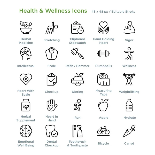 Sağlık ve Wellness simgeler - anahat