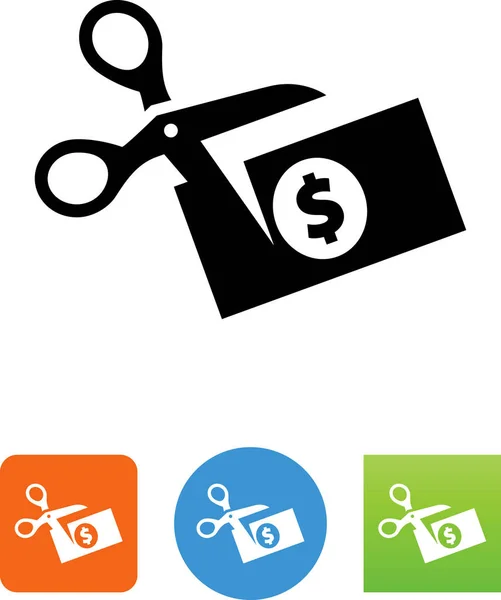 Scissors Cutting Dollar Bill Vector Icon — Stock Vector