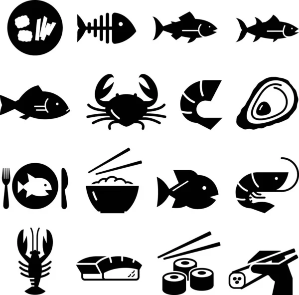 Sushi Seafood Icons — Stock Vector