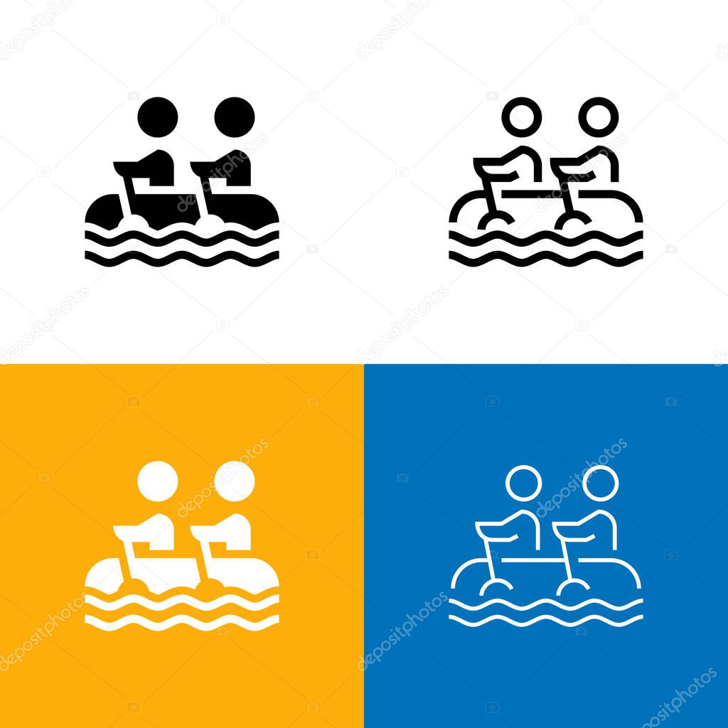 Rafting Icon Set, vector illustration