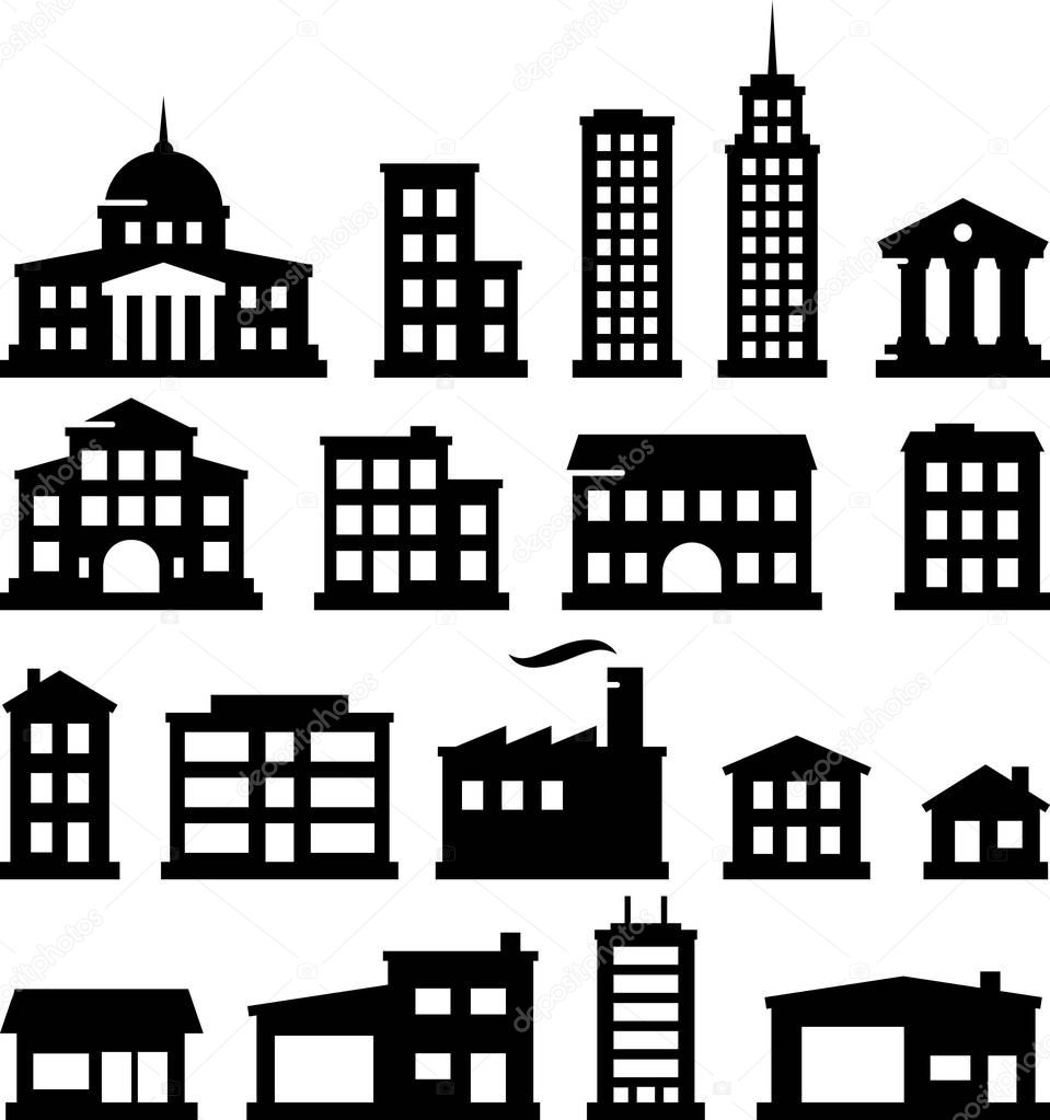 Architectural buildings vector icons