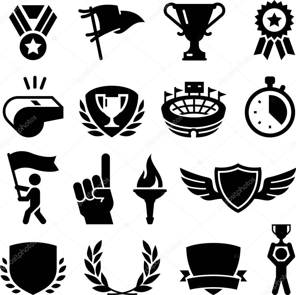 Athletic games and competition awards vector icons