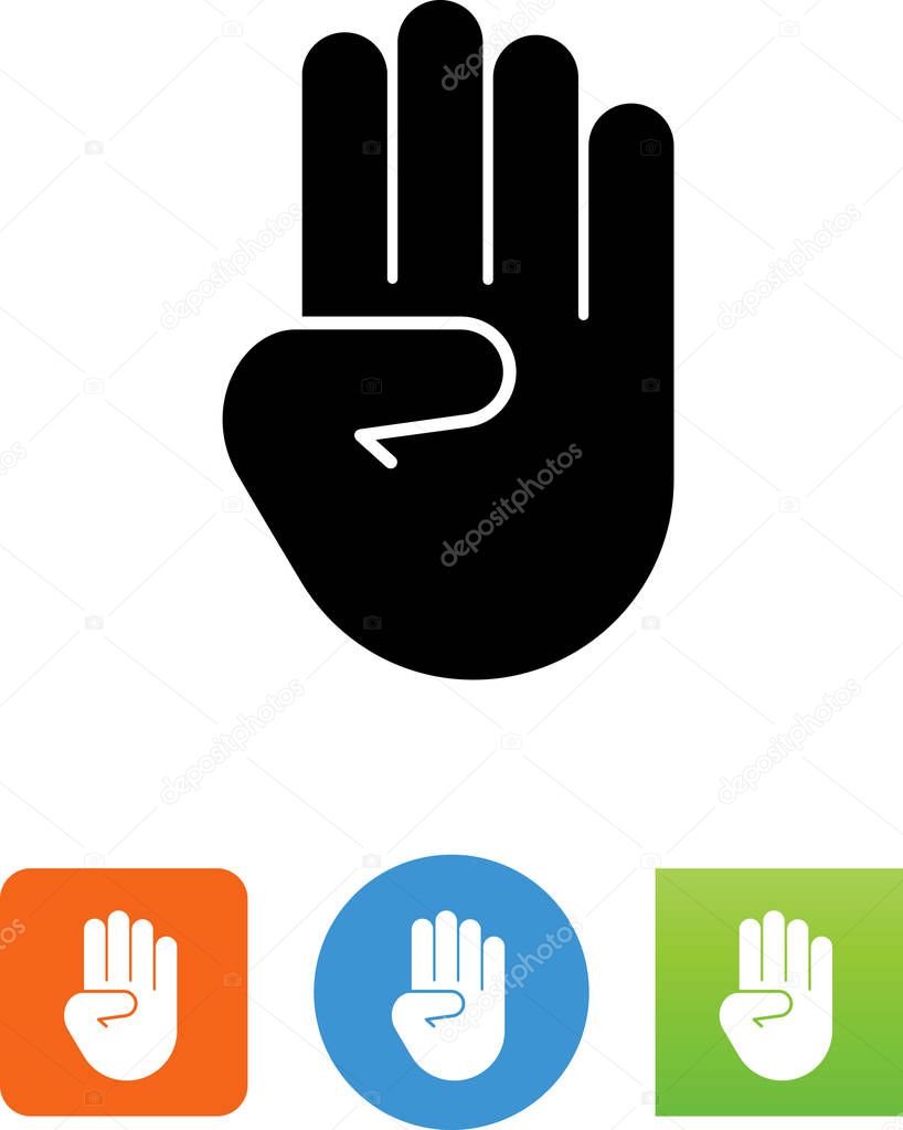 Hand showing number four vector icon