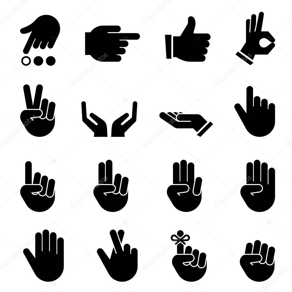 Hand gestures vector icons