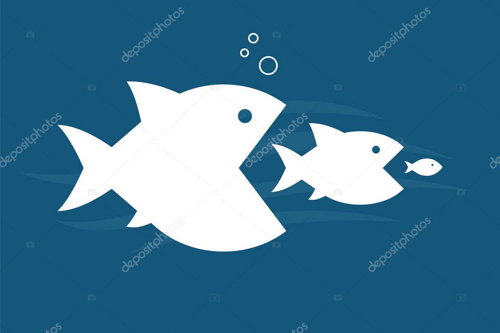 Food chain big fish Illustration