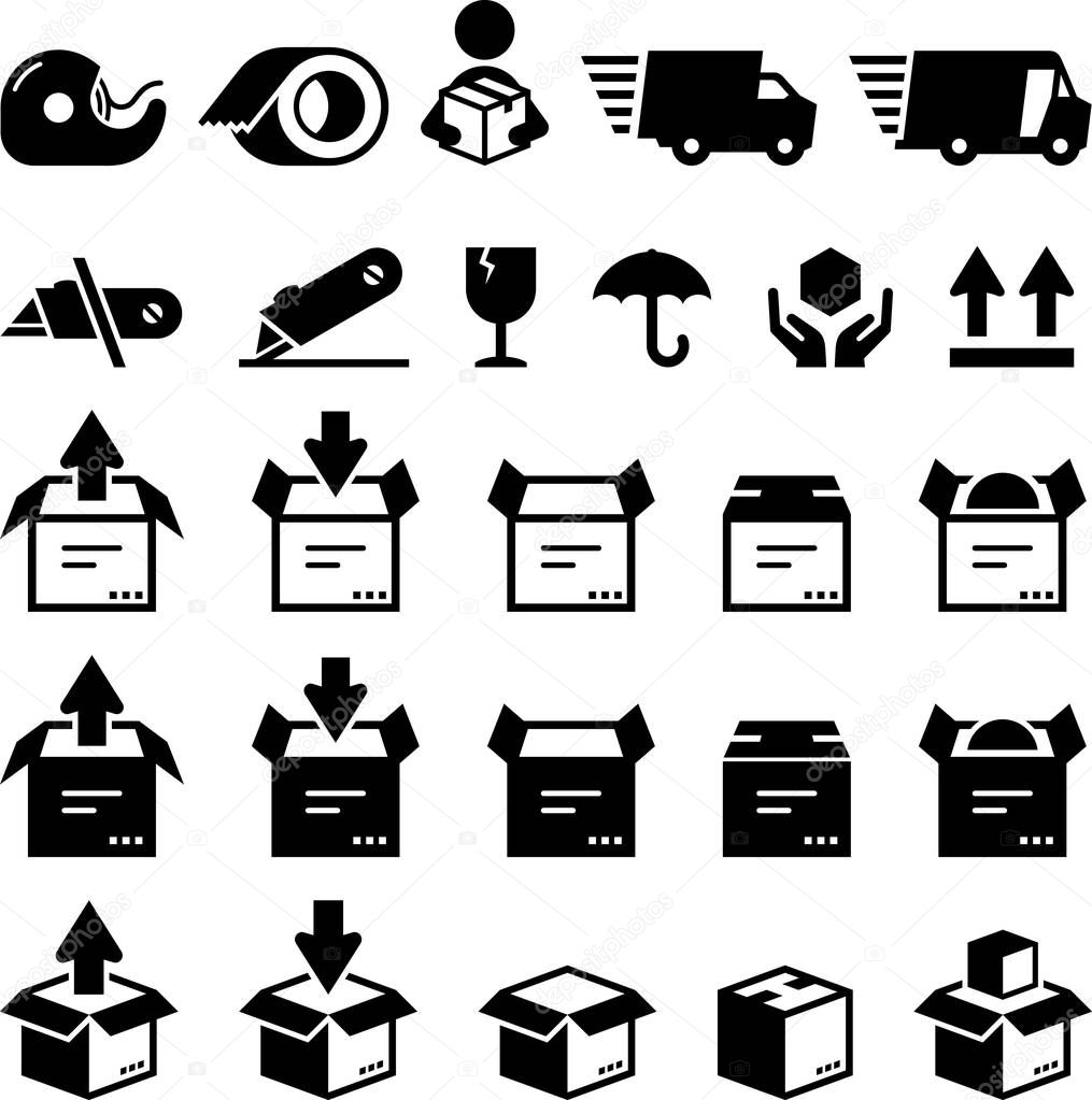 Box product shipping vector icons