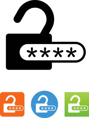 Open lock with password vector icon clipart
