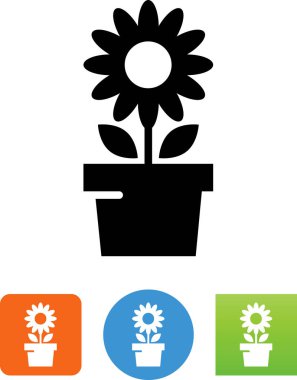 Çiçekli bitki pot vektör simgesi