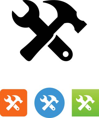 Çekiç ve anahtar vektör simgesi