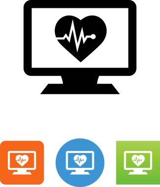 Bilgisayar monitörü ile sağlık vektör simgesi