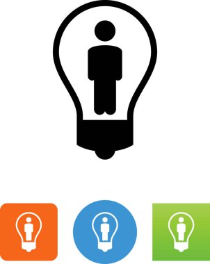 Ampul vektör simgesi tutan kişi