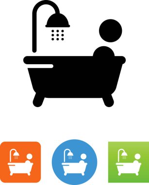 Kişi bir ayaklı küvet vektör simgesi banyo