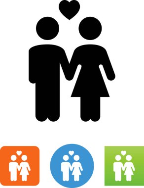 Erkek ve kadın kalp vektör simgesi ile elele