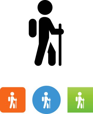 Personel vektör simge yürüme ile uzun yürüyüşe çıkan kimse