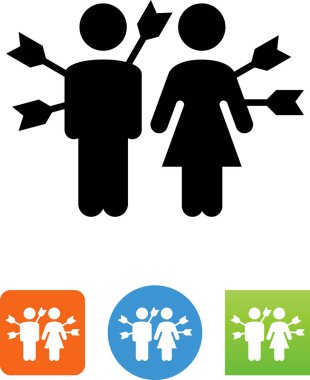 Erkek ve kadın cupids oklarla elele simge vektör