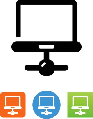 Dizüstü bilgisayar bir ağ vektör simgesine bağlı