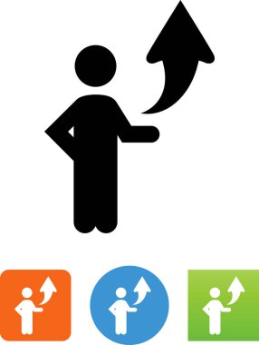 Bir yukarı doğru tutan kişi işaret eden ok vektör simgesi