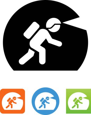 Person exploring a cave vector icon clipart
