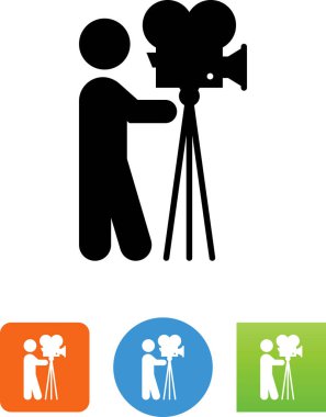 Kameraman ile film kamera vektör simgesi