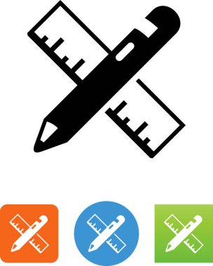 Bir cetvel vektör simgesi ile kalem