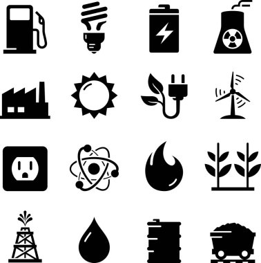 Benzin, gaz ve enerji vektör simgeler diğer formları