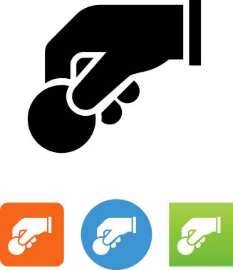 Bir madeni para simgesi tutan vektör el