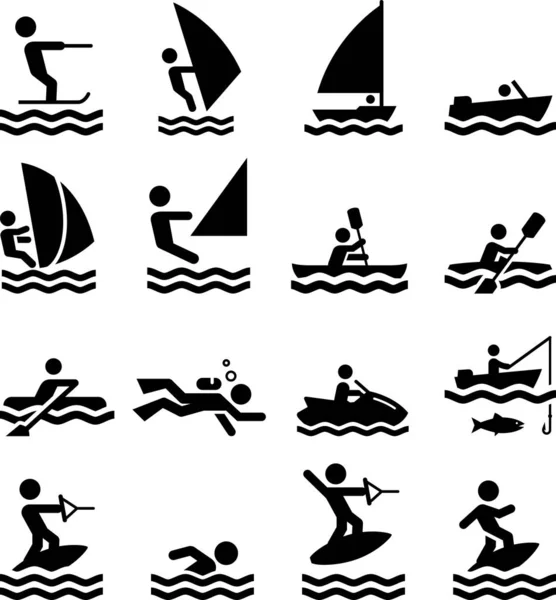 Boating swimming water activities vector icons