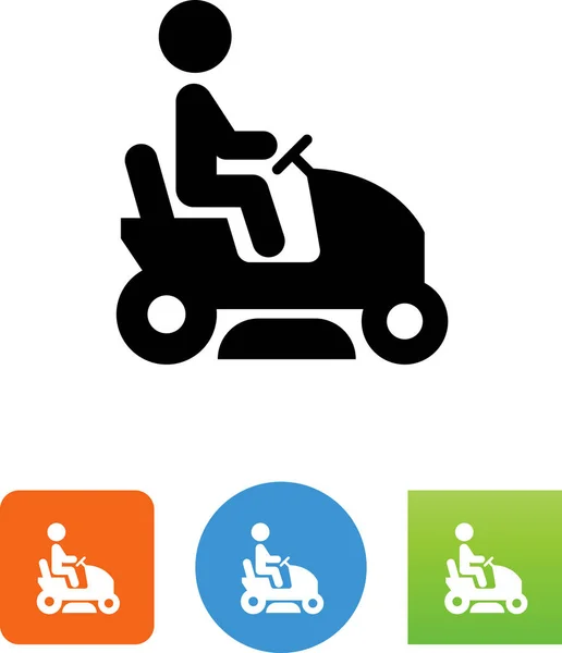 Person Mowing Lawn Riding Mower Vector Icon — Stock Vector
