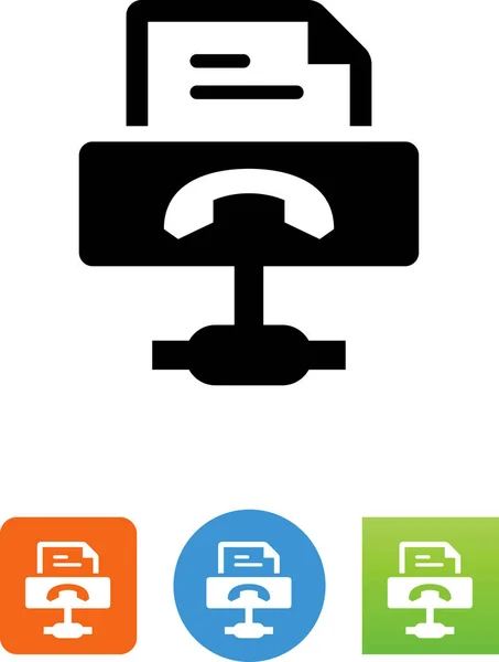 Máquina Fax Conectada Icono Red — Vector de stock