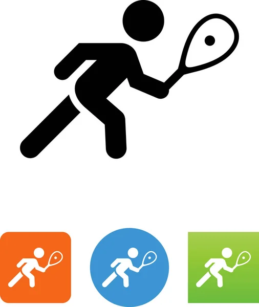 Person Mit Schläger Schlägt Auf Ball Squash Tennisspieler Symbol — Stockvektor