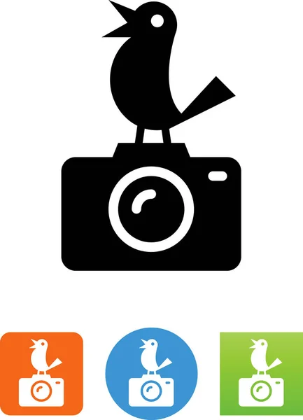 Pájaro Sentado Icono Vector Cámara — Vector de stock