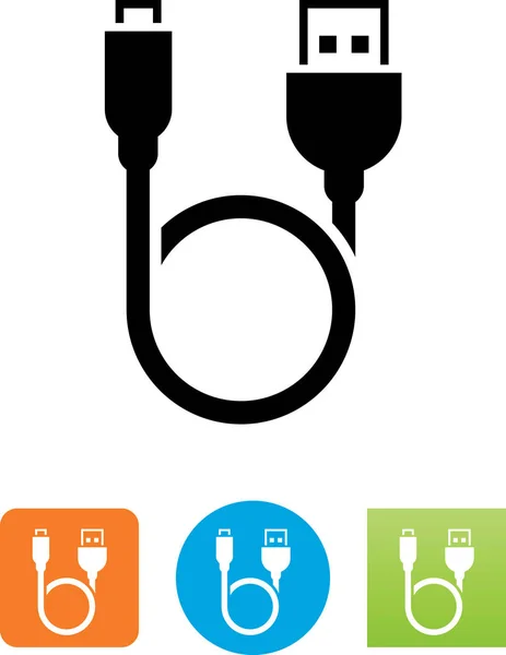 Kabel Met Usb Micro Usb Aansluitingen Vector Pictogram Een Lus — Stockvector