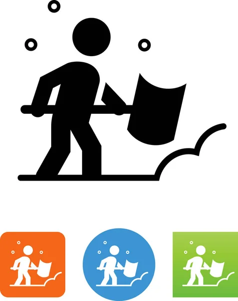 Person Shoveling Snow Vector Icon — Stock Vector