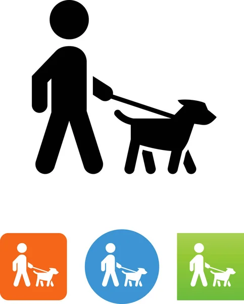 Людина Йде Собакою Повідку Векторна Іконка — стоковий вектор